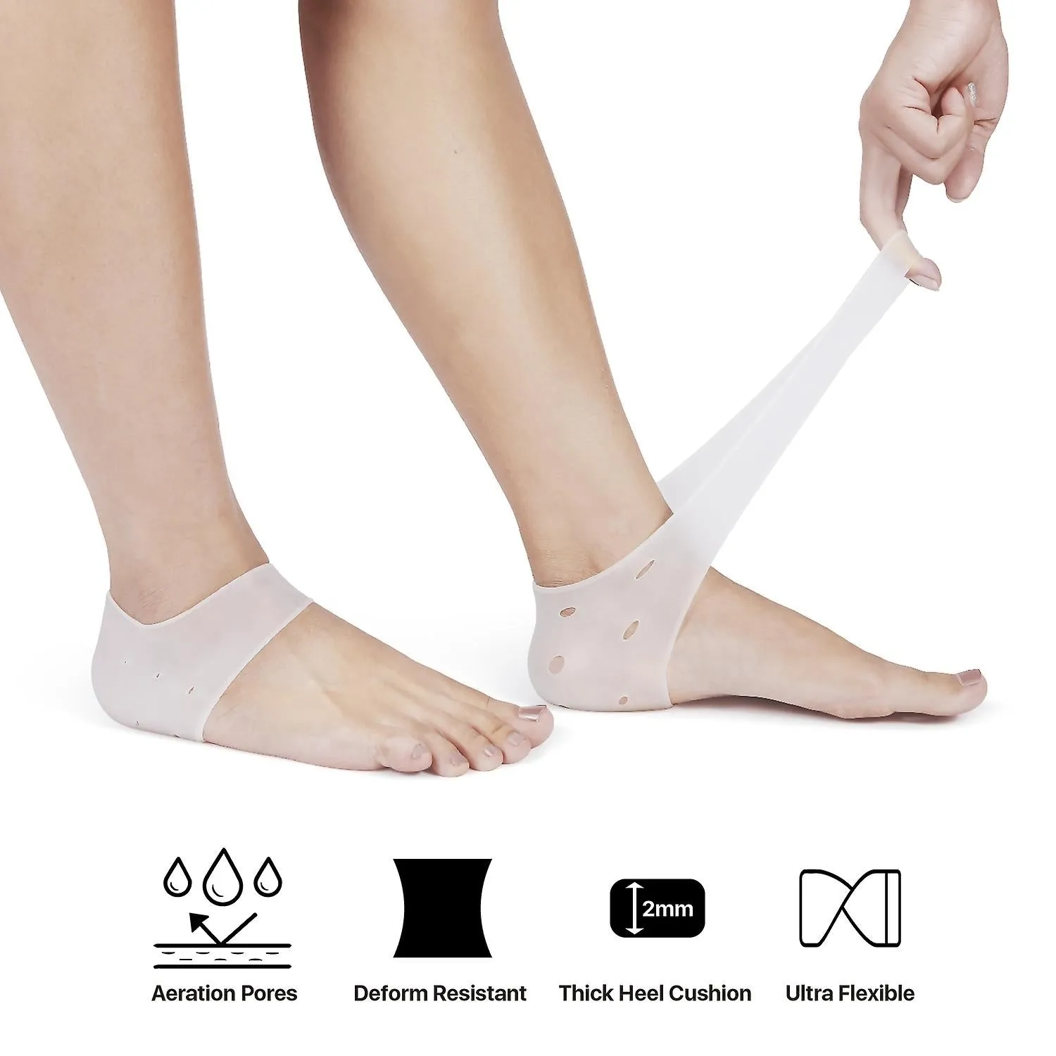 3 Pairs Silicone Heel Protector Plantar Fasciitis Inserts Pads Gel Heel Cushion Pain Relief Socks