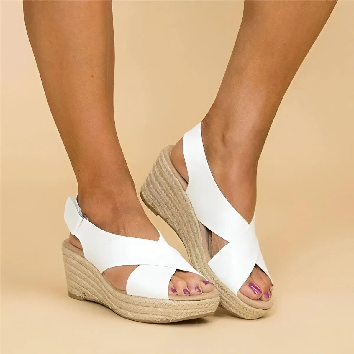 Annemie Sandals - Lässige Peep Toe Orthopädische Keilabsatz Sommer Sandalen