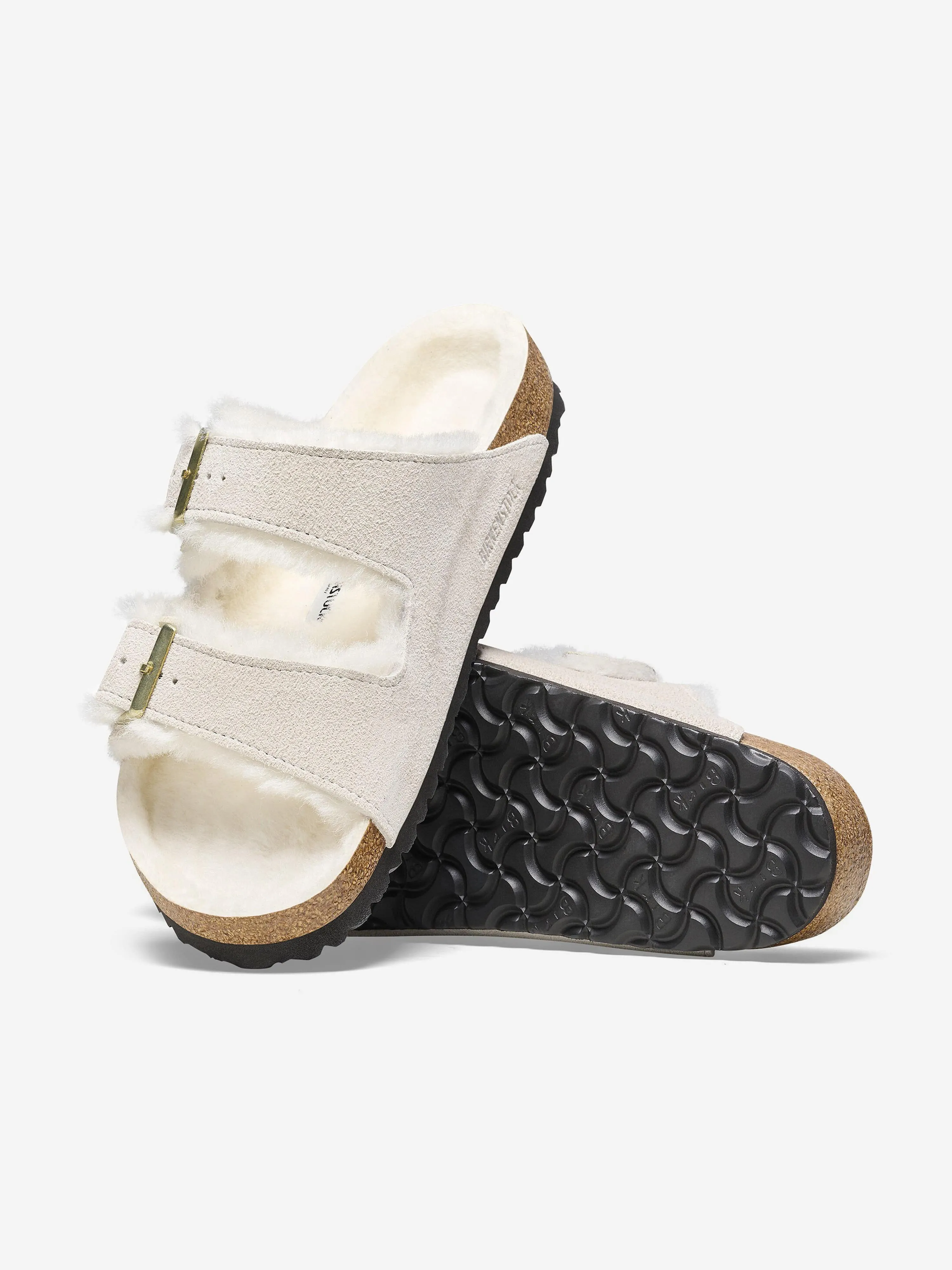 BIRKENSTOCK Kids Arizona Shearling Suede Sandals in White