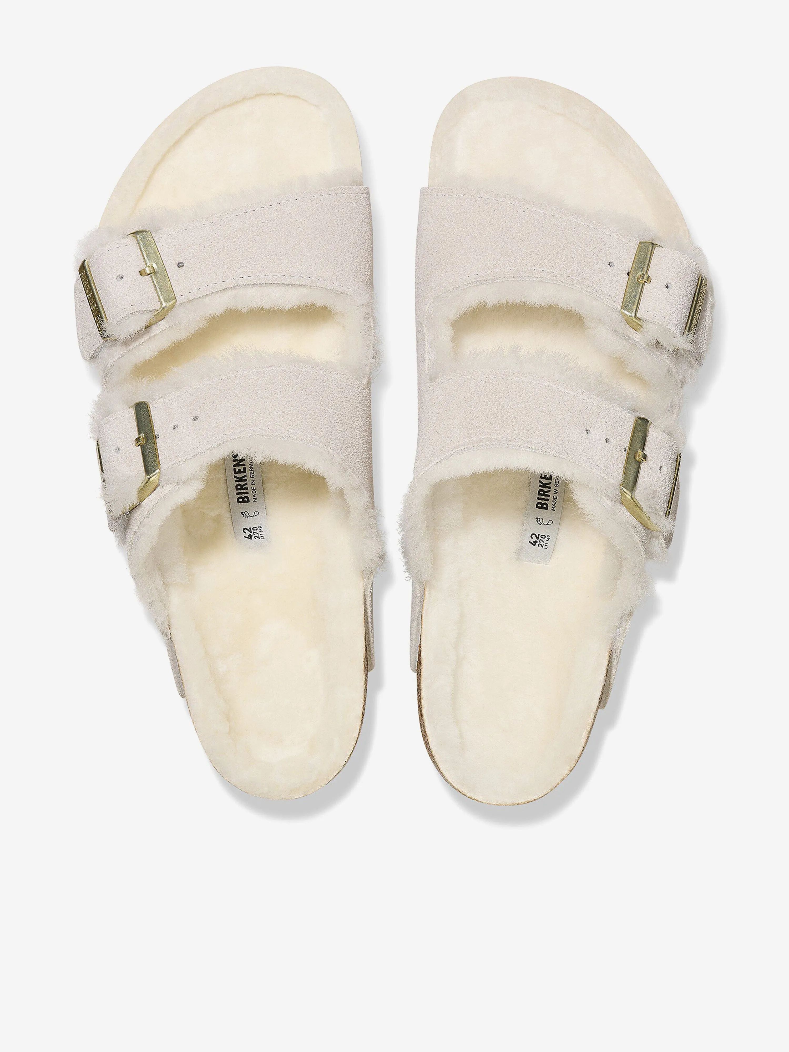 BIRKENSTOCK Kids Arizona Shearling Suede Sandals in White