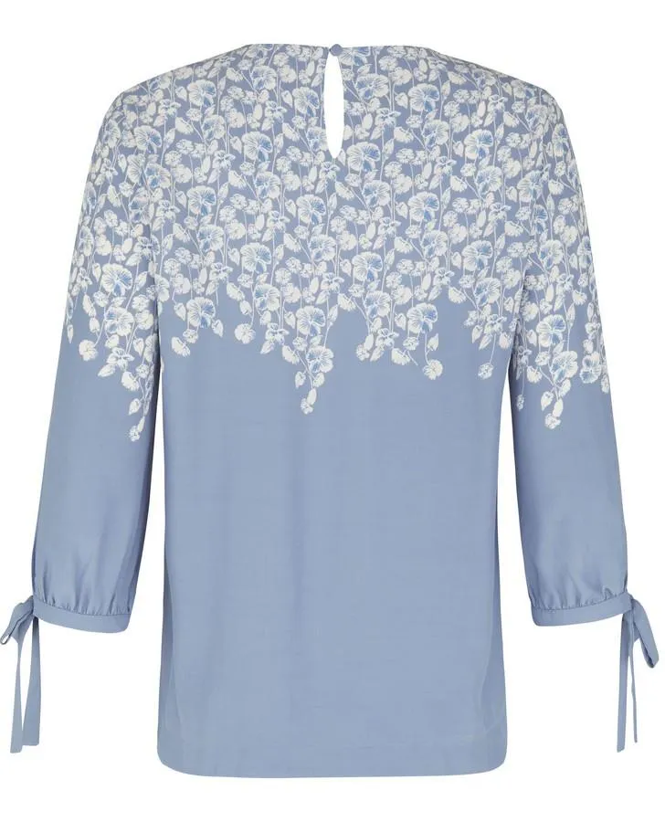 Blue Bow Sleeve Climbing Floral Blouse