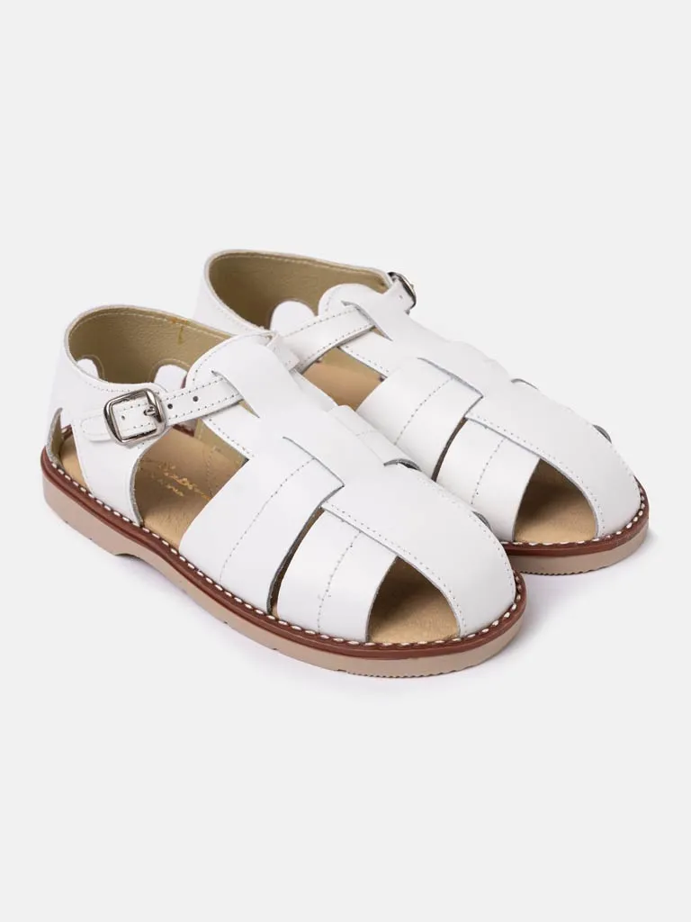 Boys Leather Sandals - White