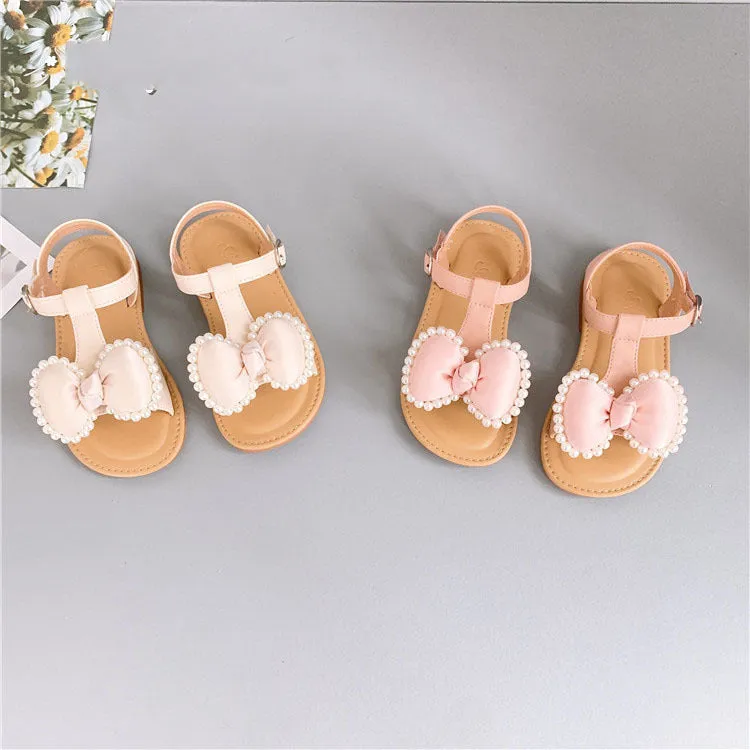 Children's Fashion Girls Casual Sandals with Bowknot & Velcro – Stylish, Comfortable Kids Shoes for Summer