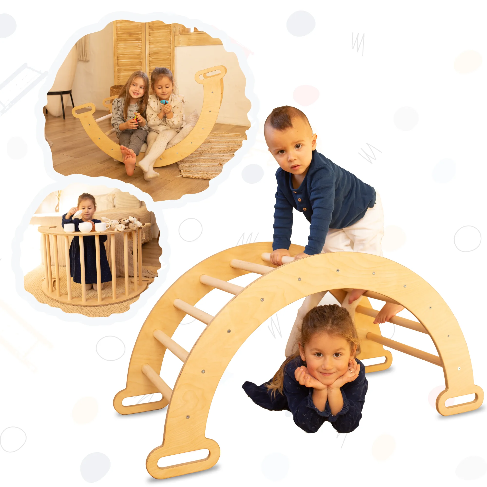 Climbing Arch & Rocker Balance - Montessori Climbers for Kids 1-7 y.o. – Chocolate