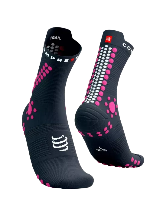 Compressport Unisex's Pro Racing Socks V4.0 Trail - Magnet/Magenta