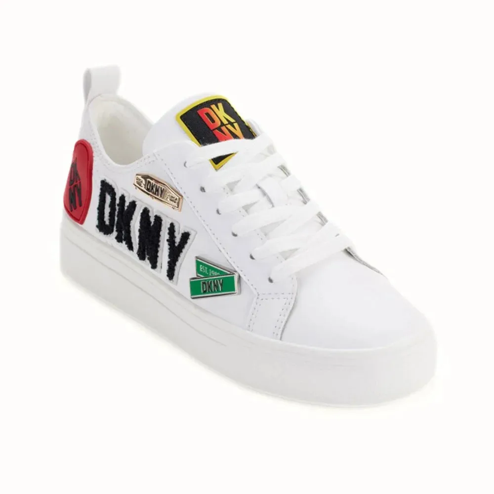 DKNY Coreen City Signs Lace Up Sneakers K1469449-WHT