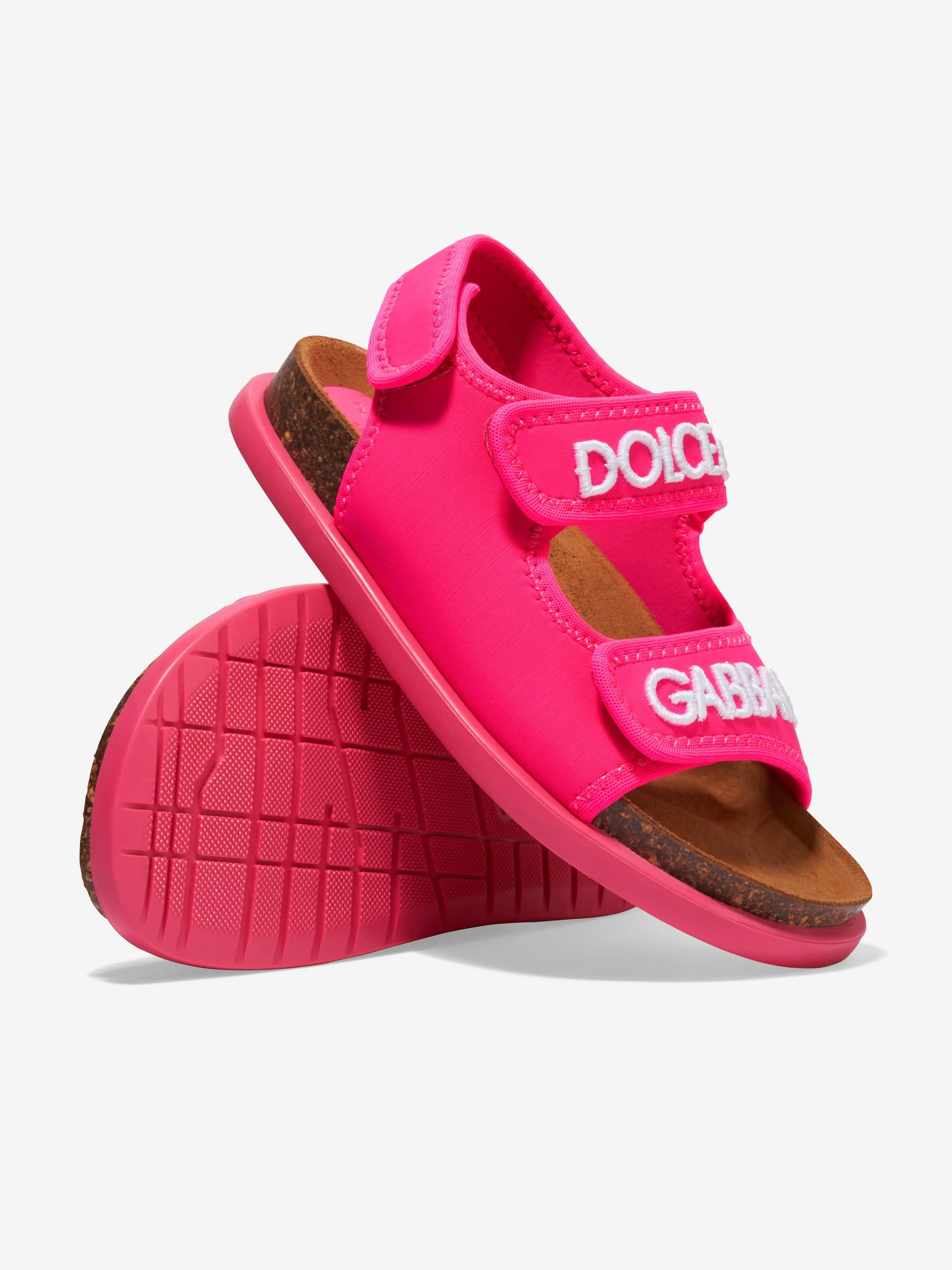 Dolce & Gabbana Girls Lycra Logo Sandals in Pink