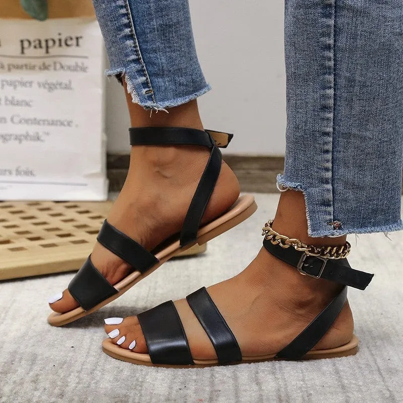 Double Strap Adjustable Buckle Sandal