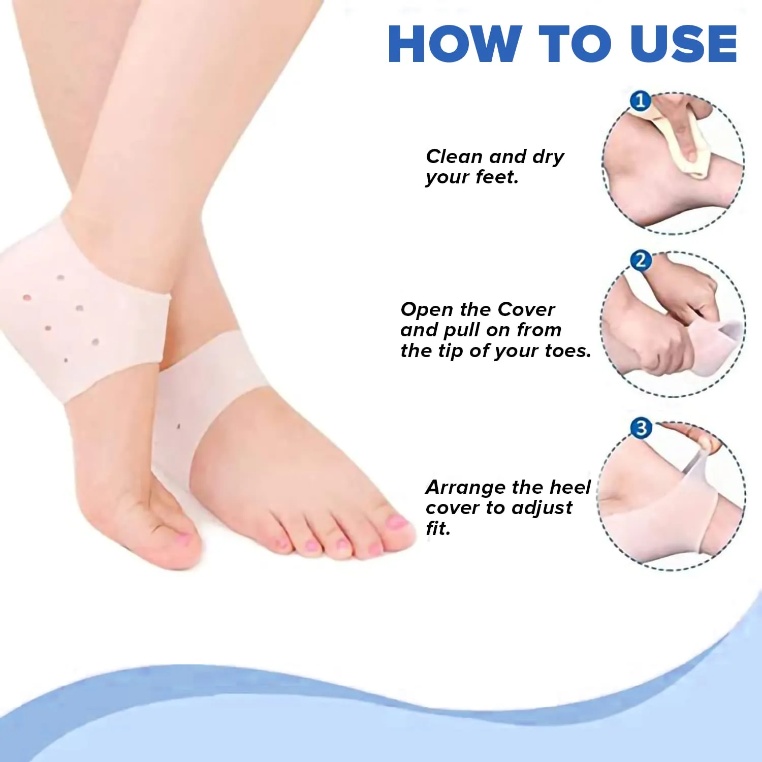 Dr Foot Anti Crack Silicone Gel Heel Pad Socks | For Heel Swelling Pain Relief, Dry Hard, Cracked Heels Repair Cream Foot Care | For Both Men & Women | Half-length - 1 Pair (Free Size) (Pack of 10)