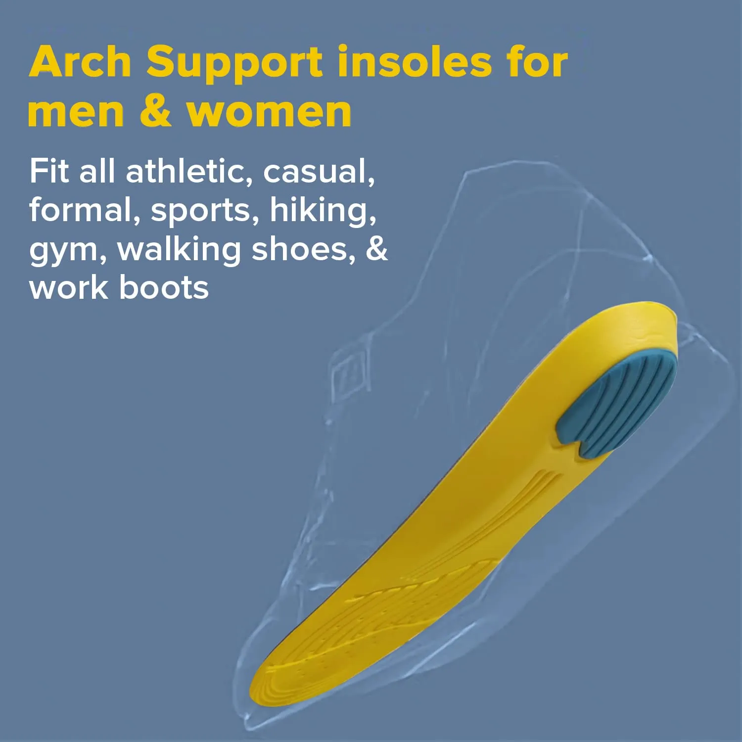 Dr Foot Gel Insoles Pair | For Walking, Running Shoes | All Day Comfort Shoe Inserts With Dual Gel Technology | Ideal Full-Length Sole For Every Shoe | For Both Men & Women - 1 Pair (Free) (Pack of 3)