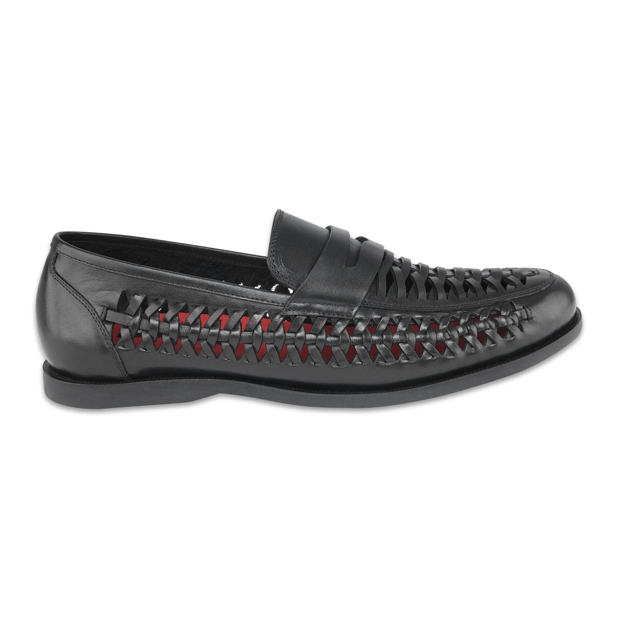 Ezok Men Leather Black Casual Moccasin Shoes For Men