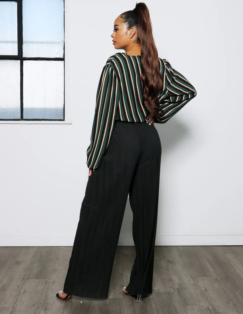 High Rise Wide Leg Pleated Pant