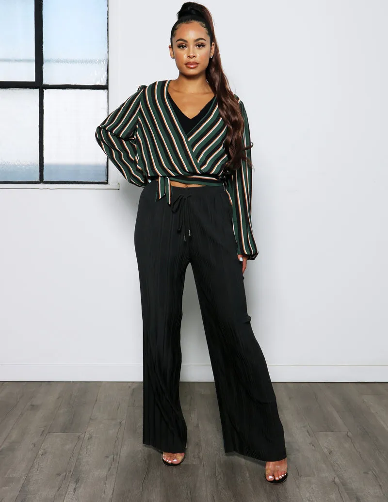 High Rise Wide Leg Pleated Pant