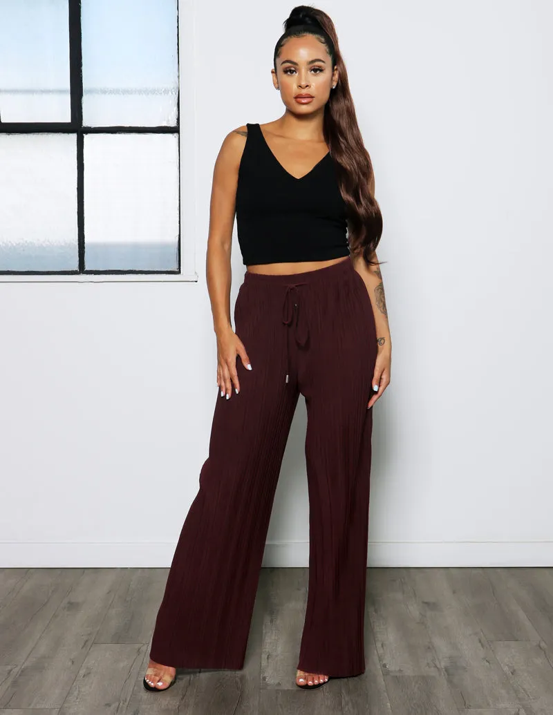 High Rise Wide Leg Pleated Pant