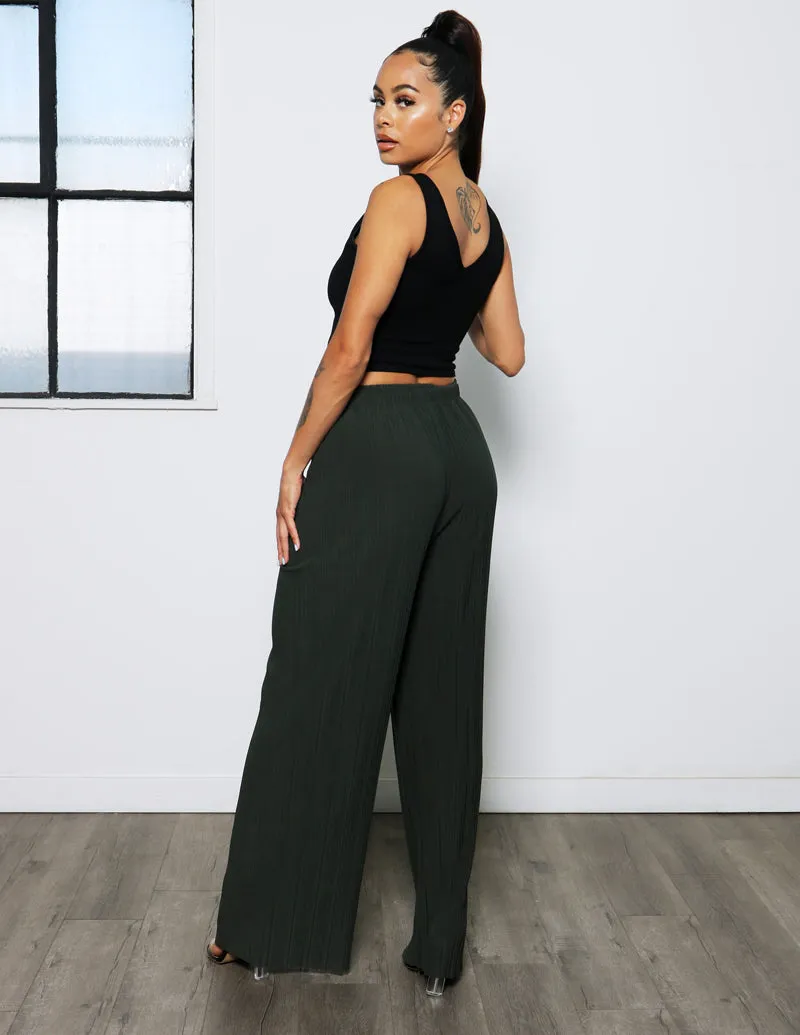 High Rise Wide Leg Pleated Pant