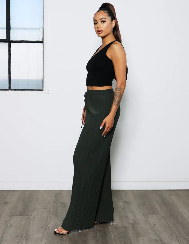 High Rise Wide Leg Pleated Pant