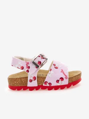 Monnalisa Girls Leather Cherry Sandals in Pink