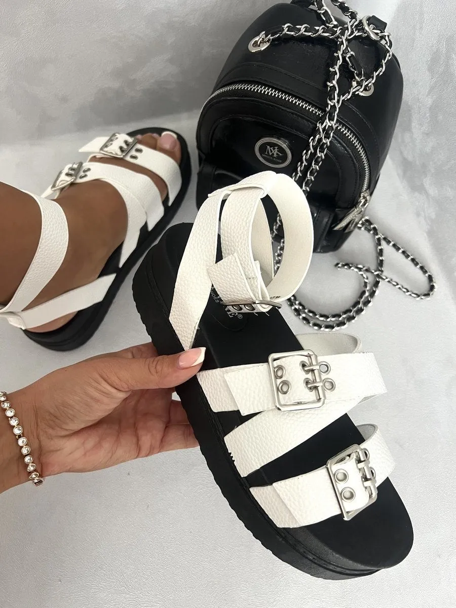 Multi Strap Ankle Buckle Chunky Sandals