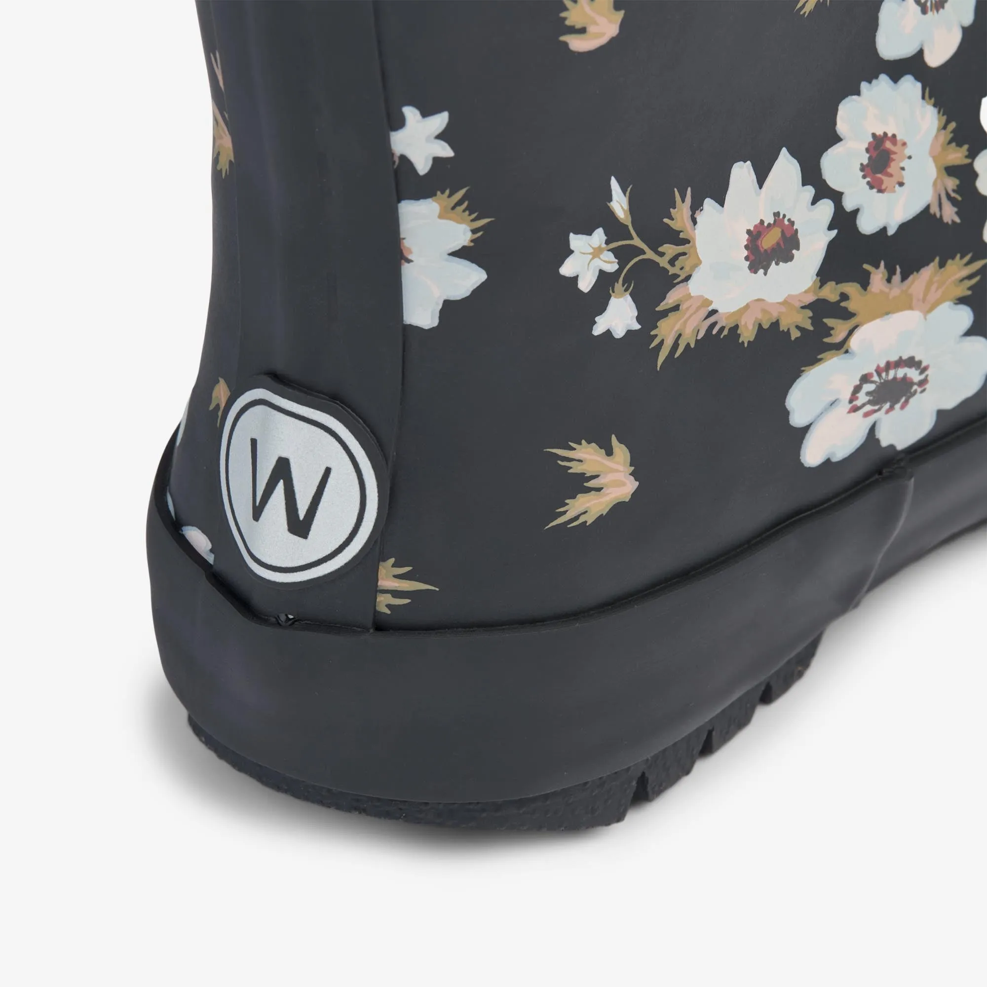 Thermo Rubber Boot Print - black flowers