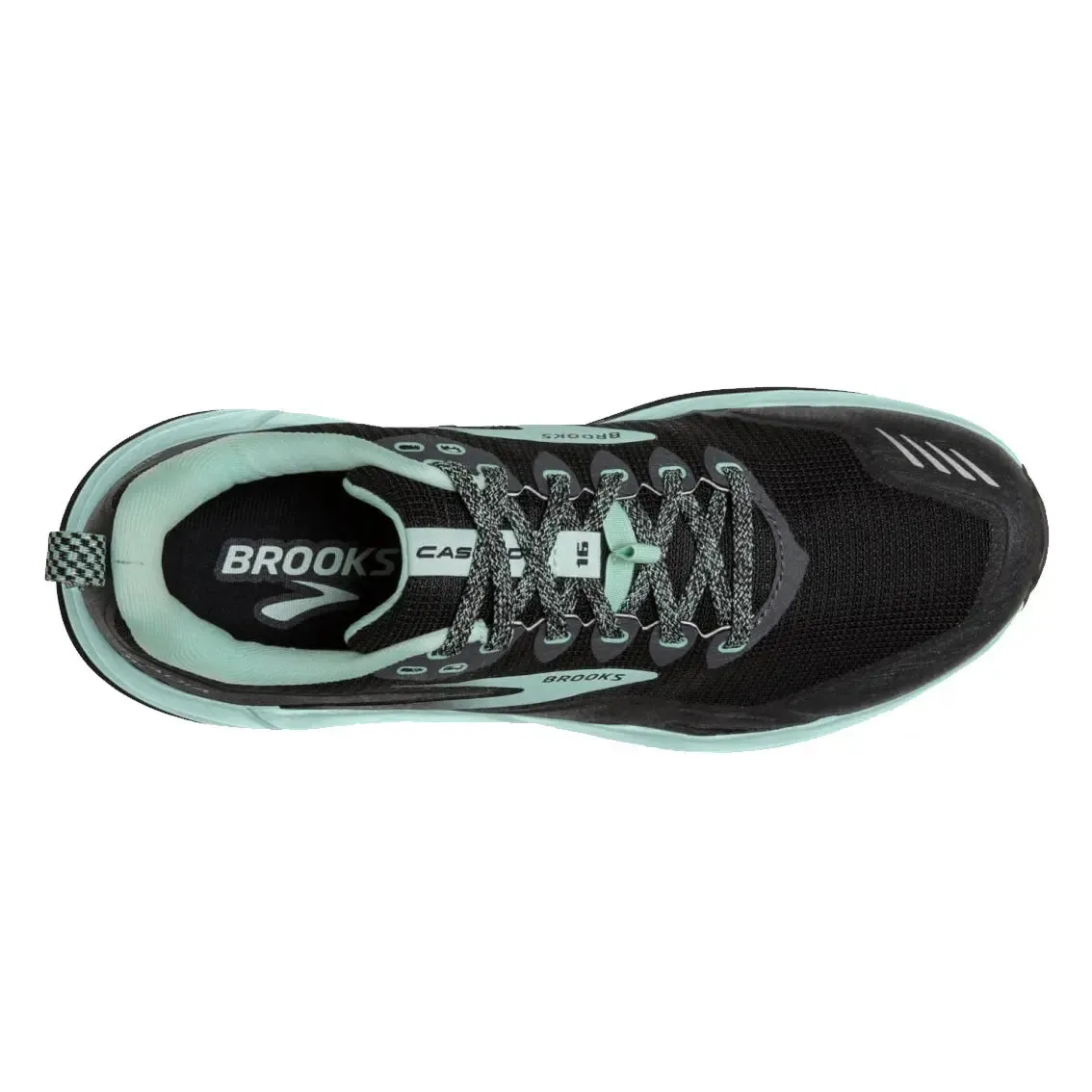 Womens Brooks Cascadia 16 (Wide) - Black / Ebony / Yucca